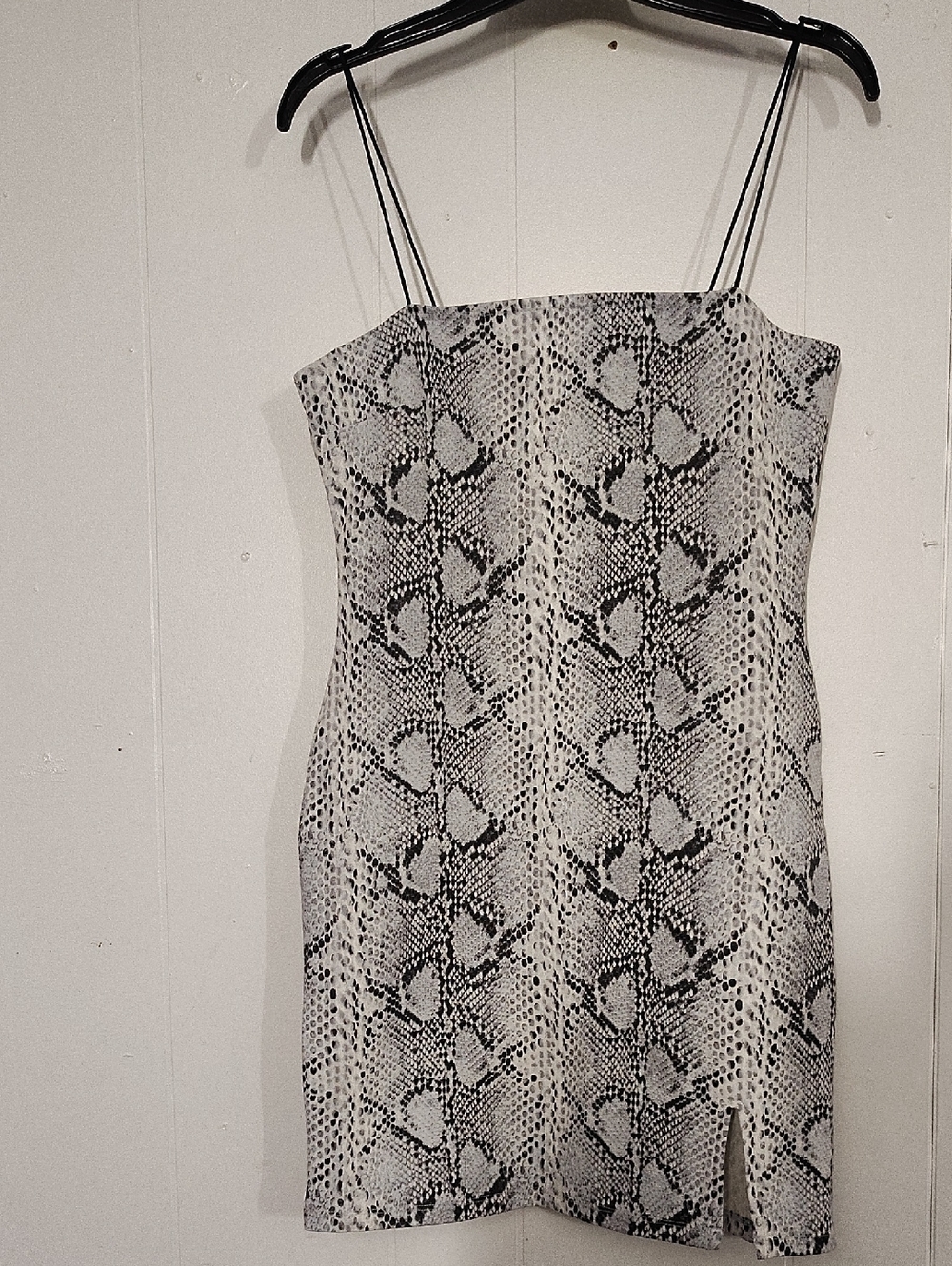 Forever 21 Black and White Snake-Print Slip Mini Dress